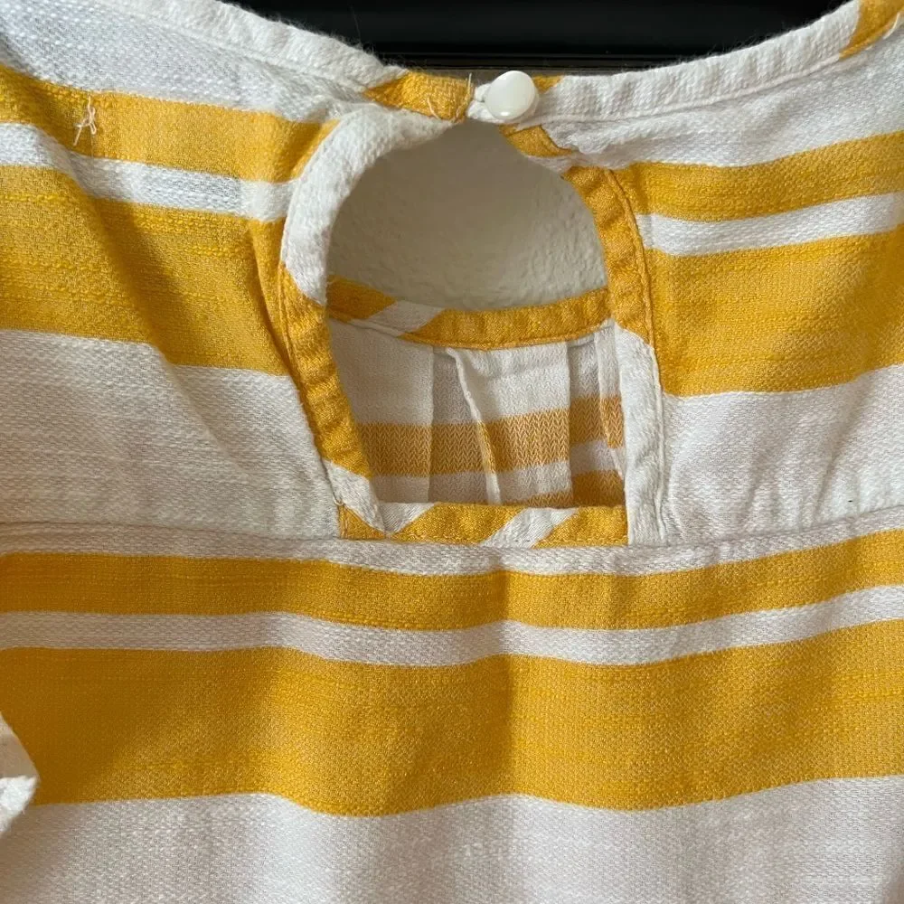 Old Navy Girls Top Size 6/7 Pretty Yellow White Stripe Pull Over
